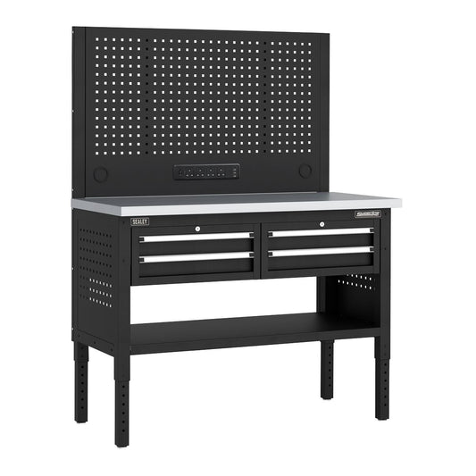 Sealey Superline Modular Workbench with 4 Drawers Stainless Steel Worktop 1265mm