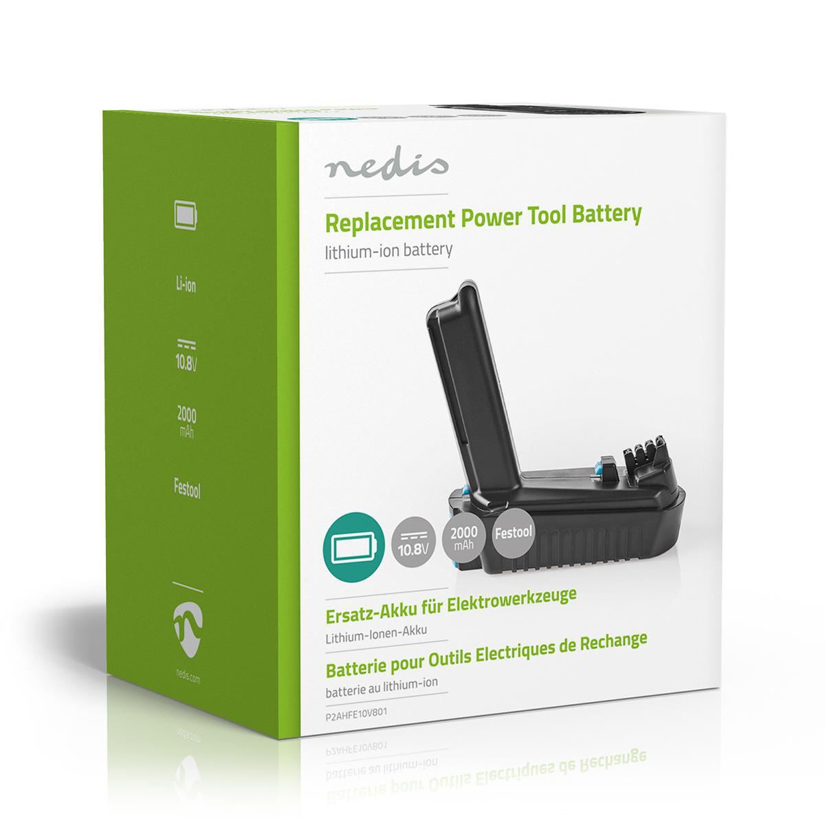 Nedis Power Tool Battery Li-Ion 10.8V 2Ah 21.6Wh Replacement for Festool