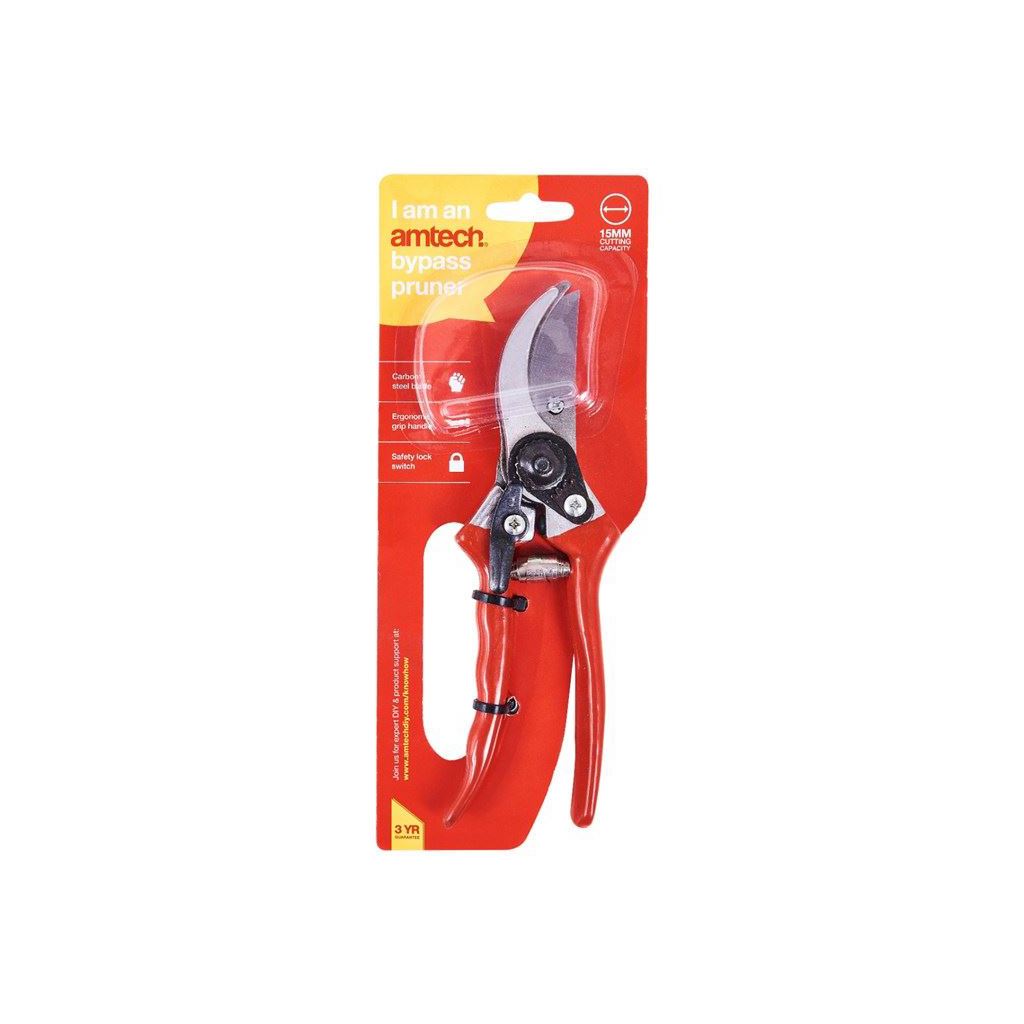 Amtech Heavy Duty Bypass Pruner Ergonomic Grip Gardening Tree Trimming - U0300