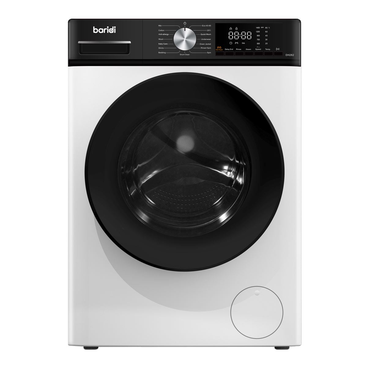 Baridi 8kg Washing Machine, Front Loading, 1400rpm Energy Rating A � White DH262