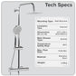 Baridi Thermostatic Shower Mixer Set, 20cm Round Head, Adjustable Rail - Chrome DH314