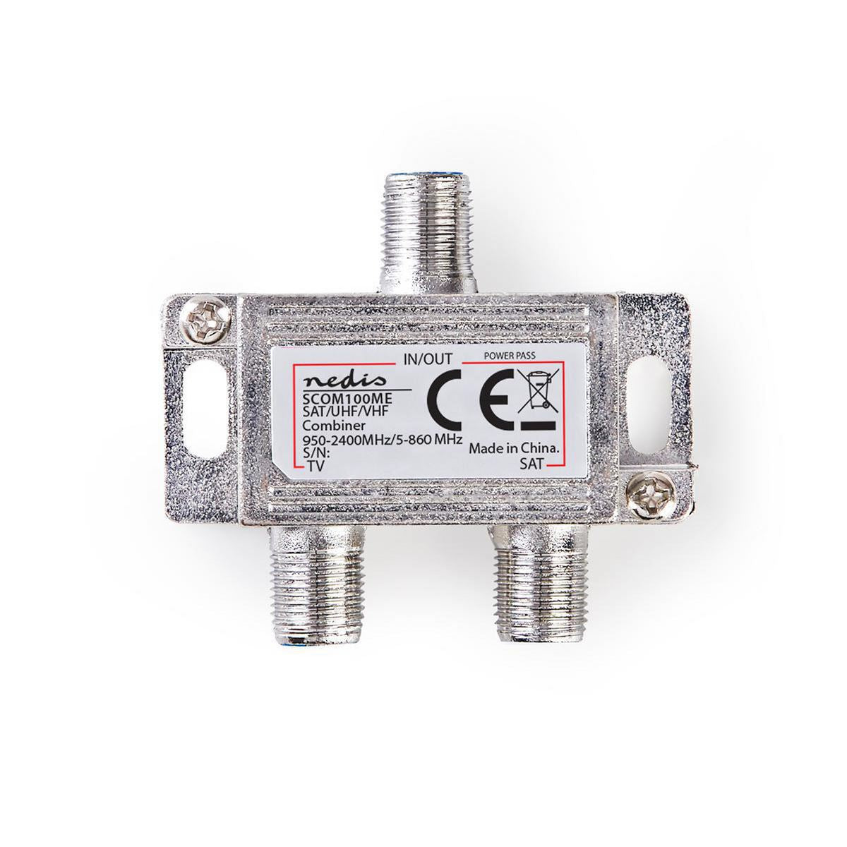 Satellite Combiner 2 to 1 F-Connector VHF/UHF 5 to 860 Satellite 950 to 2400MHz - SCOM100ME