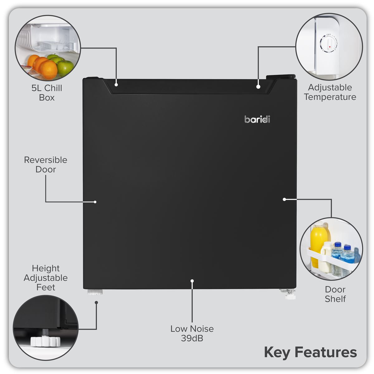 Baridi Tabletop Fridge with Ice Box, 46L Capacity DH257