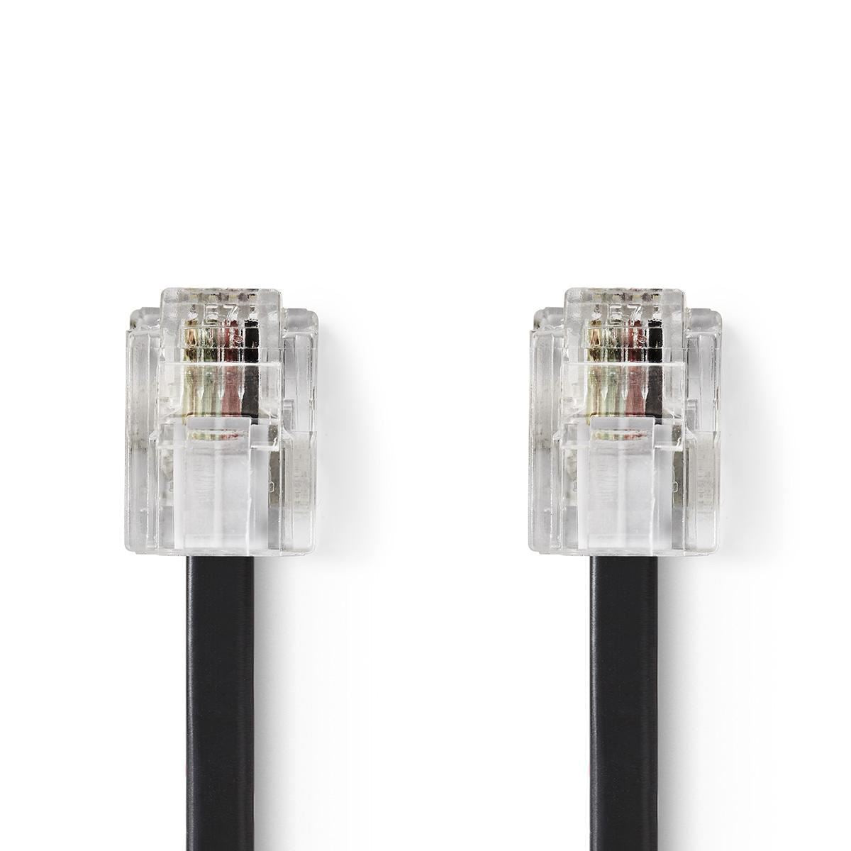 Nedis Telecom Cable RJ11 Male to RJ11 Male 10m Black TCGP90200BK100