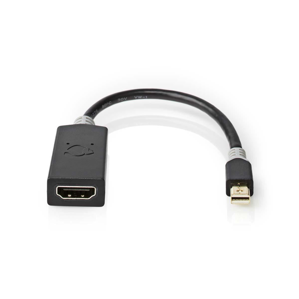 Nedis 1.4 Mini DisplayPort Male to HDMI Female Cable Anthracite 0.2m 20cm Grey - CCBP37654AT02