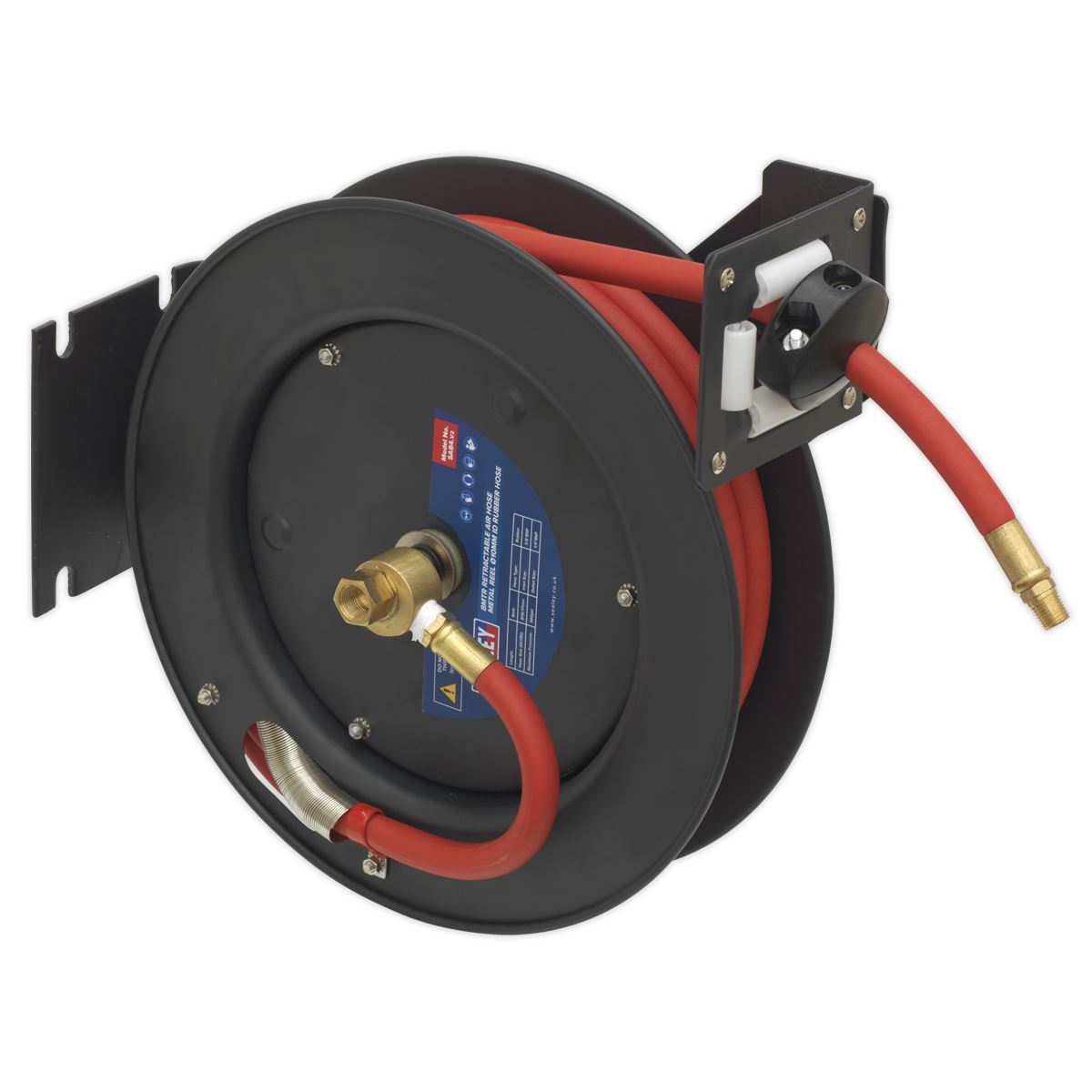 Sealey Retractable Air Hose Steel Reel 8m 10mm ID Rubber Hose SA84