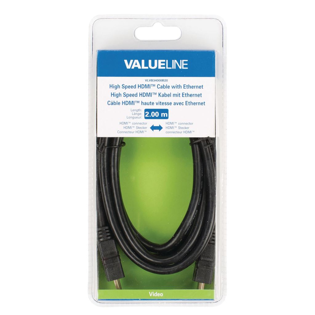 Glaxio High Speed HDMI cable to HDMI connector 2m black - CVGB34000BK20