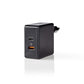Nedis Wall Charger 3.0A USB (QC)/USB-C Power Delivery 30W Black WCPD30W110BK