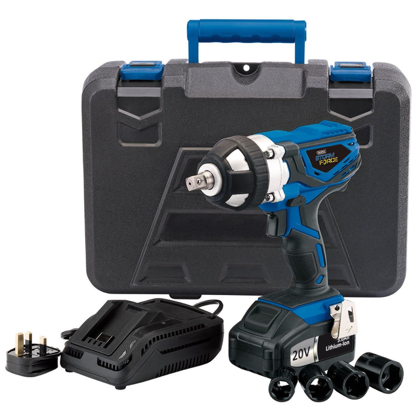 Draper 20v Li-Ion Cordless 1/2" Drive Cordless Impact Wrench,2 X Batteries,82983