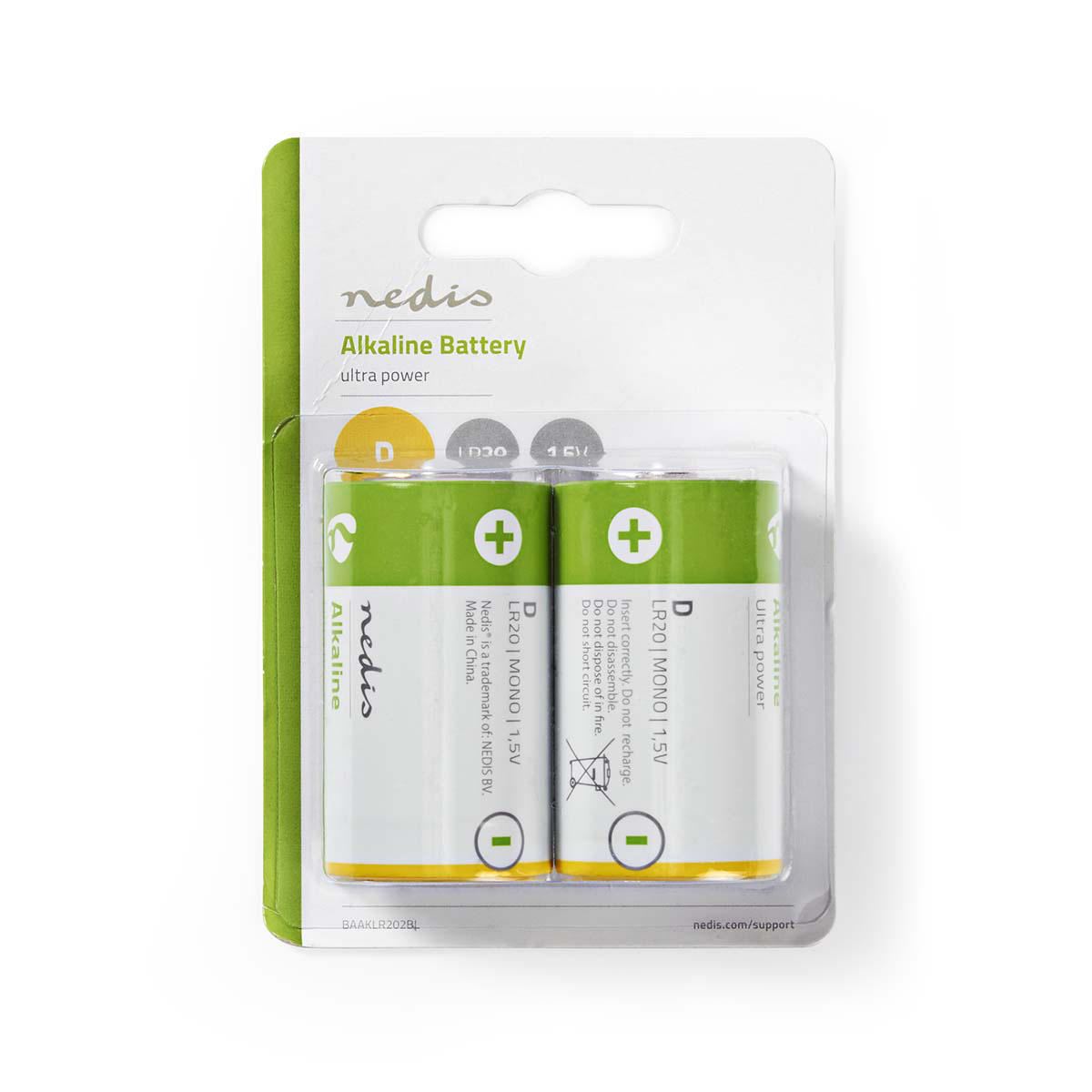 Nedis Alkaline Battery D 1.5V 2 pieces Blister BAAKLR202BL