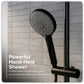Baridi Thermostatic Shower Mixer Set, 20cm Round Head, Adjustable Rail - Black