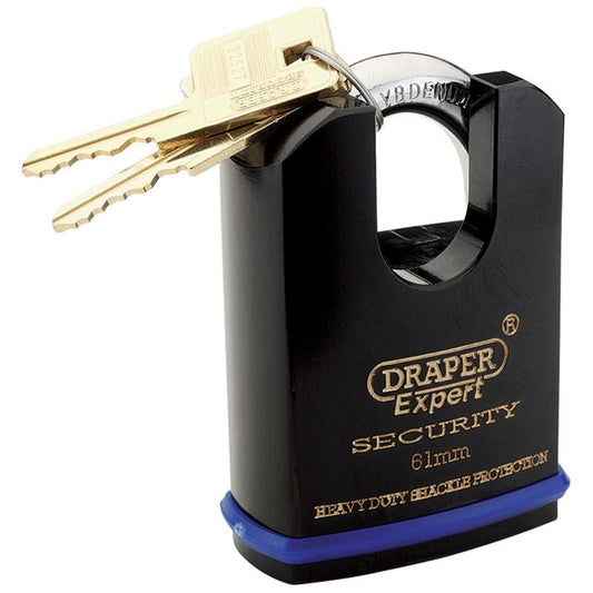 Draper Expert 61mm Heavy Duty Padlock And 2 Keys With Shrouded Shackle 64198