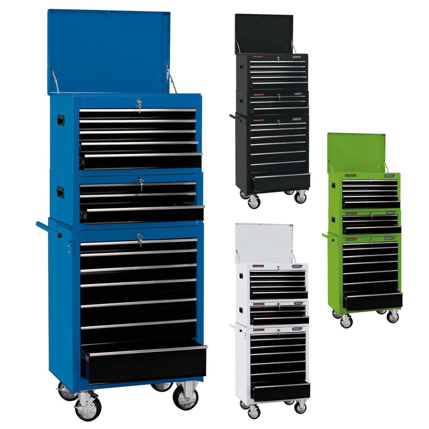 Draper 26" 15 Drawer Combination Roller Cabinet & Tool Chest Plus Tools 04593-1