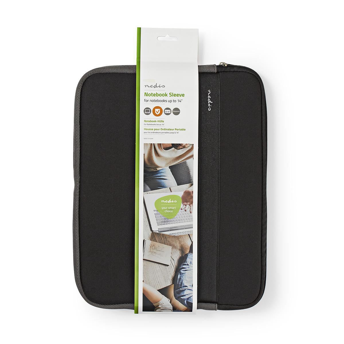 Nedis Notebook Sleeve 13 to 14" Neoprene Black/Anthracite NBSE13100BK