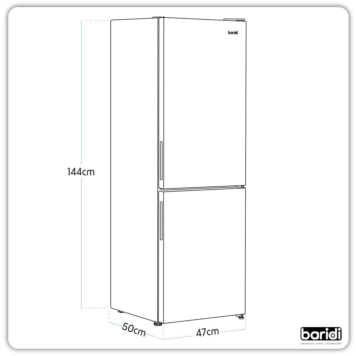 Baridi 47cm 70/30 Fridge Freezer, 157L Capacity Low Frost DH253