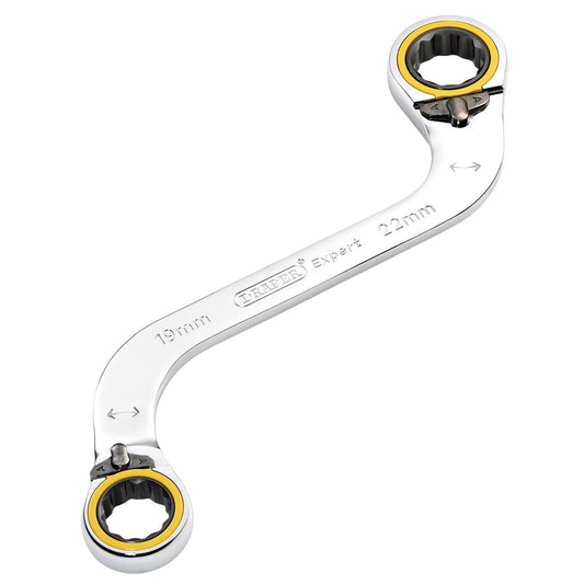 Draper Expert HI-TORQ Double Ring Ratchet S-Shape Spanner, 19 x 22mm