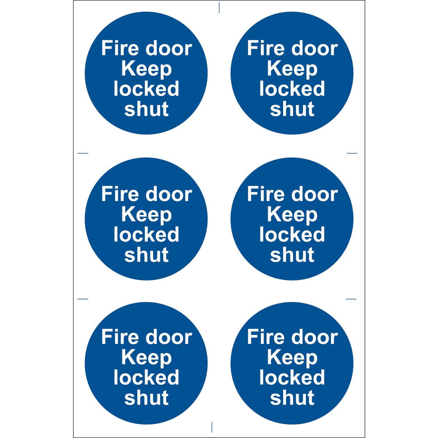 Draper Fire Door Keep Locked Shut Self Adhesive Sign Notice x 6 - 72120