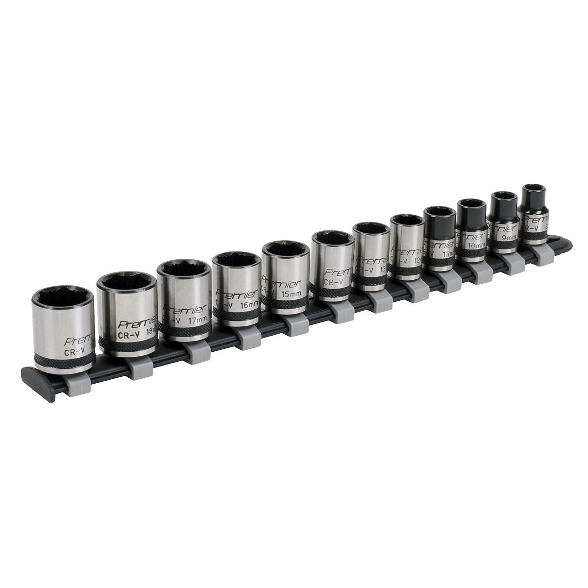 Premier Socket Set 12pc 3/8"Sq Drive Lock-On 6pt Metric - Black Series AK2741B