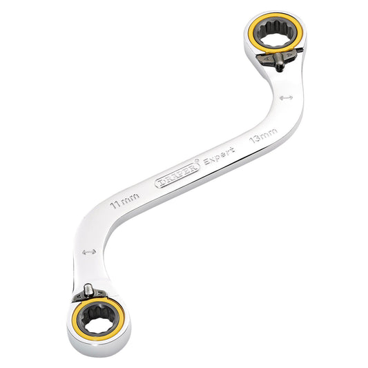 Draper Expert HI-TORQ Double Ring Ratchet S-Shape Spanner, 11 x 13mm