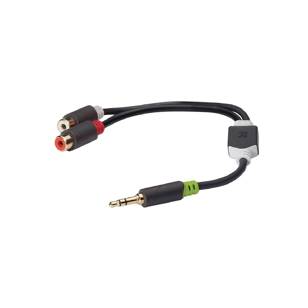 Konig Stereo audio adapter cable 3.5mm male to 2x RCA female 0.20m grey - CABW22250AT02