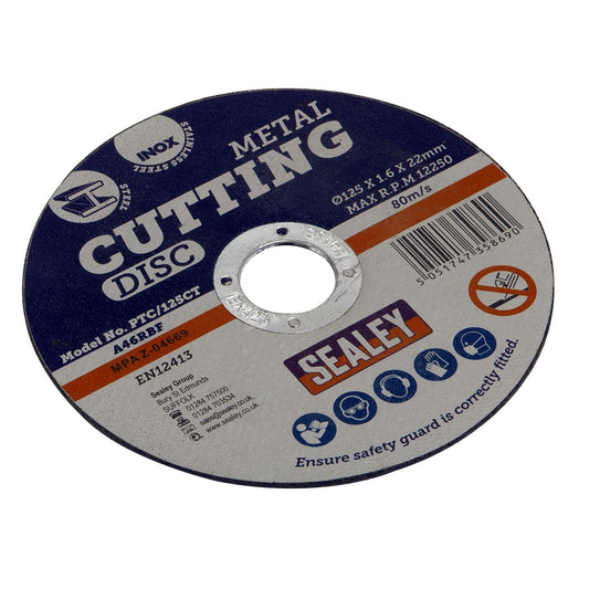 Sealey Cutting Disc 125 x 1.6mm 22mm Bore PTC/125CT