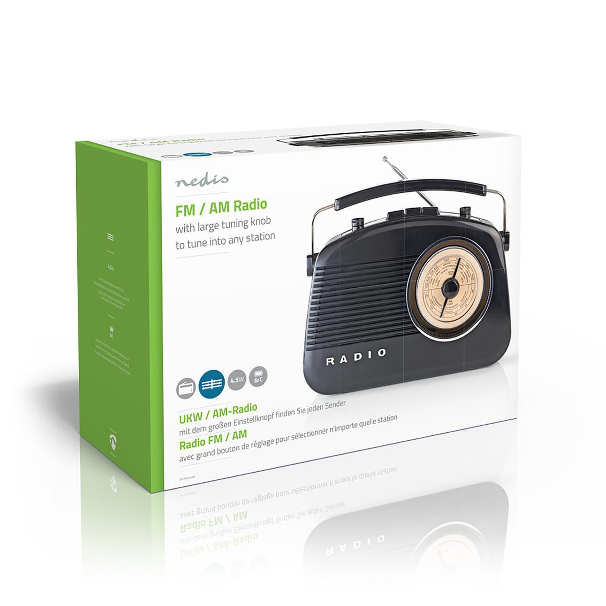 Nedis FM Radio 4.5W Carrying Handle Black RDFM5000BK