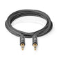 Nedis 2m Stereo Audio Cable 3.5mm Male to 3.5mm Male Gun Metal Grey Braided - CATB22000GY20
