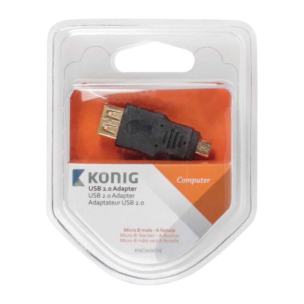 Konig USB 2.0 Adapter Micro B Male to USB A Female Anthracite
