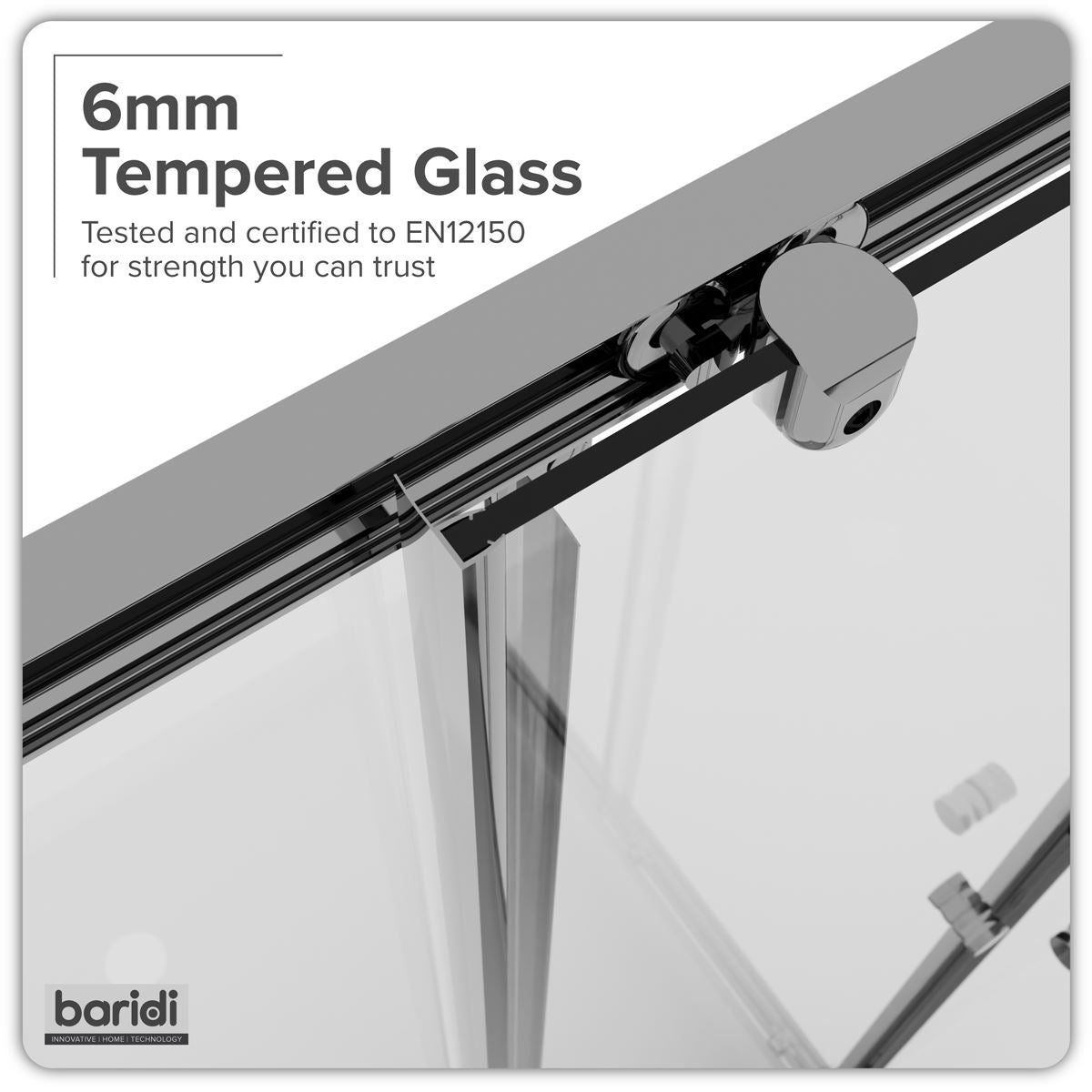 Baridi Corner Shower Entry Enclosure 800 x 800 x 1850mm with 6mm Tempered Glass - Chrome DH298
