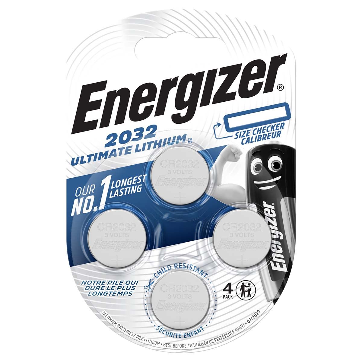 Energizer Lithium Button Cell Battery CR2032 1.0 V 49 mAh 4-Blister Silver