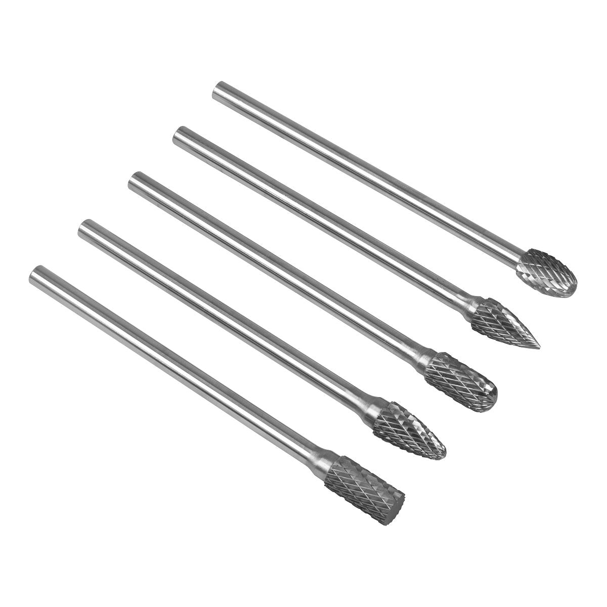 Sealey Tungsten Carbide Rotary Burr Set Extra-Long 5pc SDBK5XL
