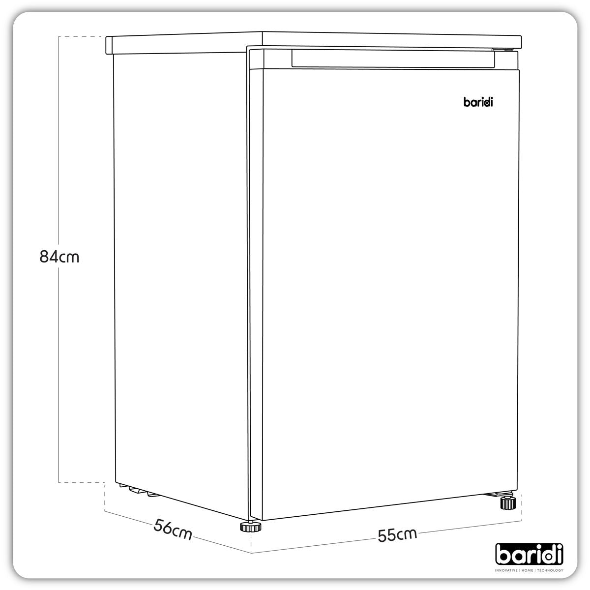 Baridi 55cm Undercounter Freezer with Adjustable Thermostat 85L - White DH250
