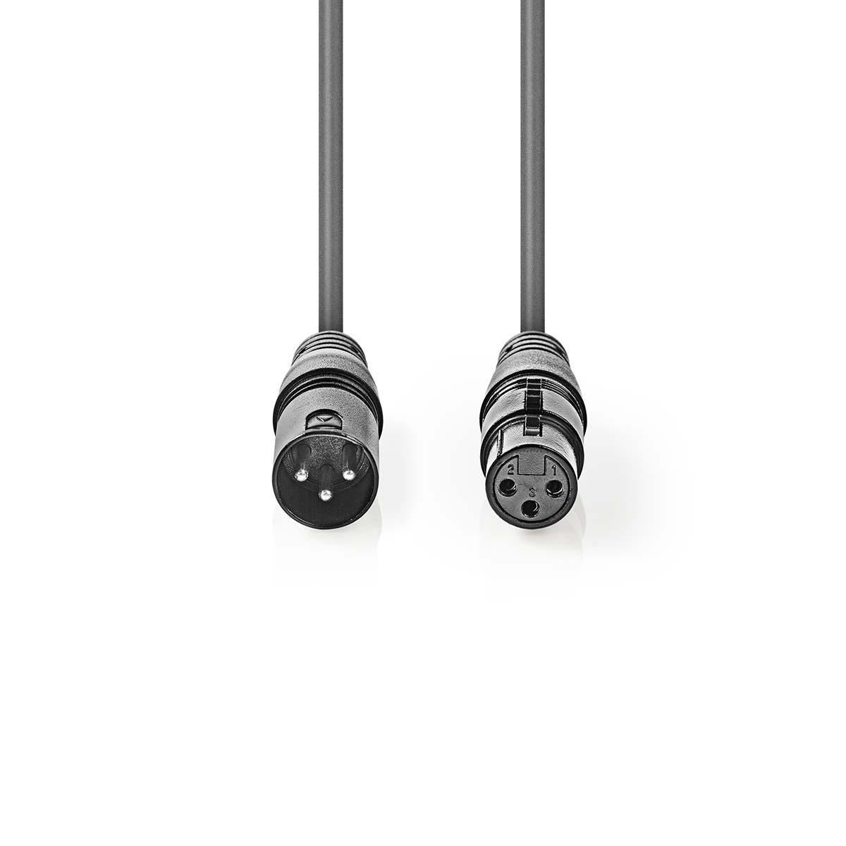 Nedis Digital DMX Cable 110 Ohm XLR 3-Pin Male to XLR 3-Pin Female 1.5m Grey - COTH15012GY15