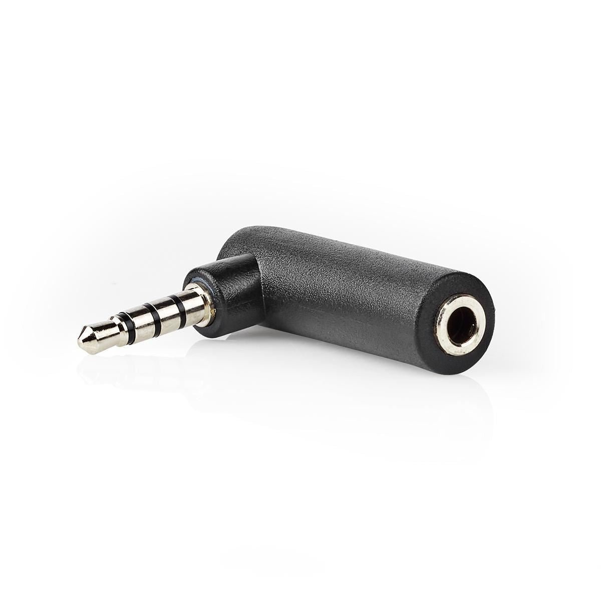 Nedis Stereo Audio Adapter 3.5mm Male to 3.5mm Female 90° Angled 4-Pole Black - CAGB22980BK