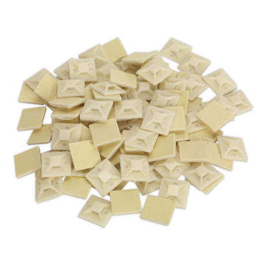Sealey Self-Adhesive Cable Tie Mount 25 x 25mm White Pack of 100 CTM2525W