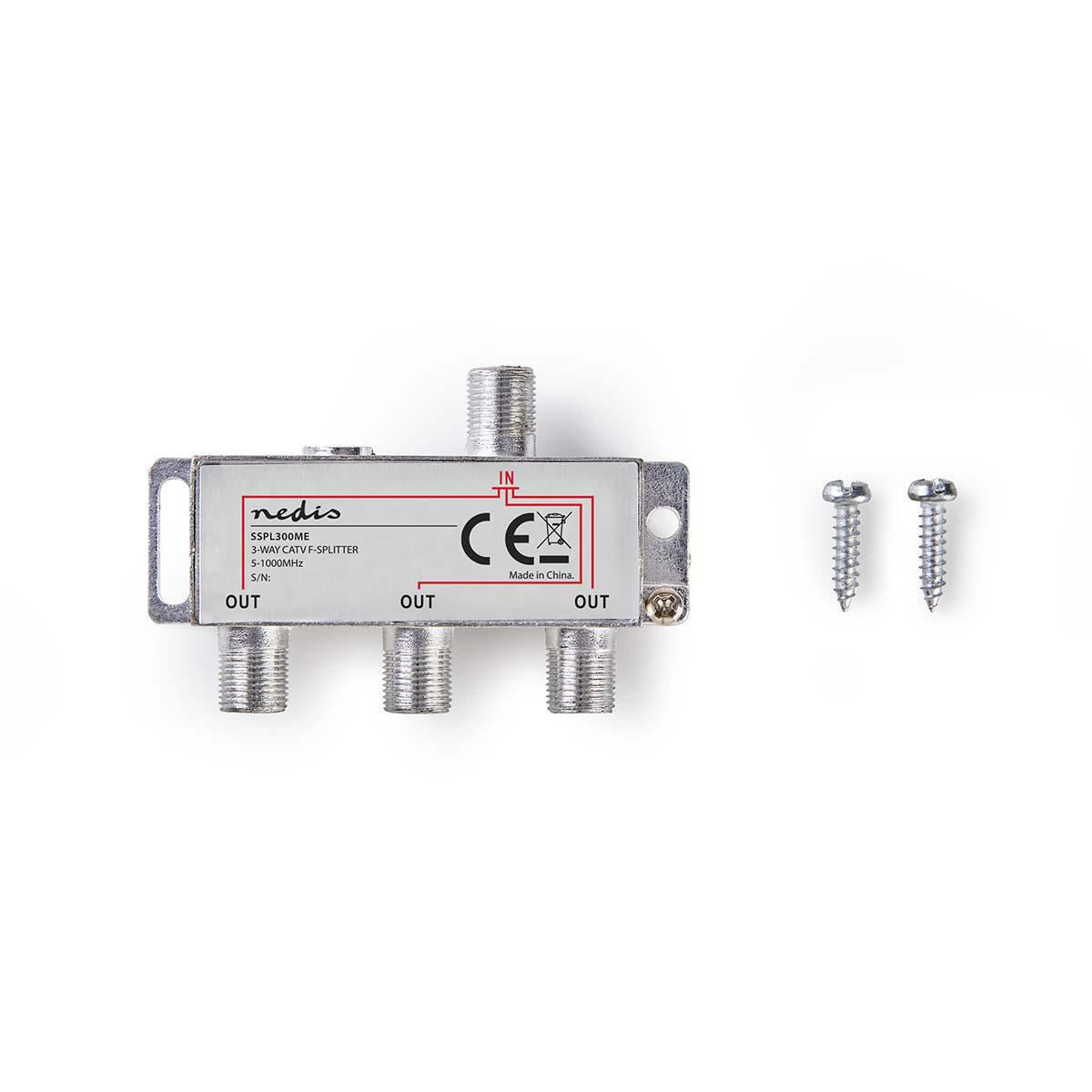 Nedis CATV F-Splitter Max 6.8 dB gain 5 to 1000 MHz 3 Outputs - SSPL300ME
