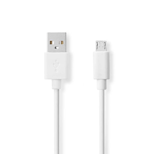 USB Cable USB 2.0 USB-A Male USB Micro-B Male 480Mbps Nickel Plated 2m White