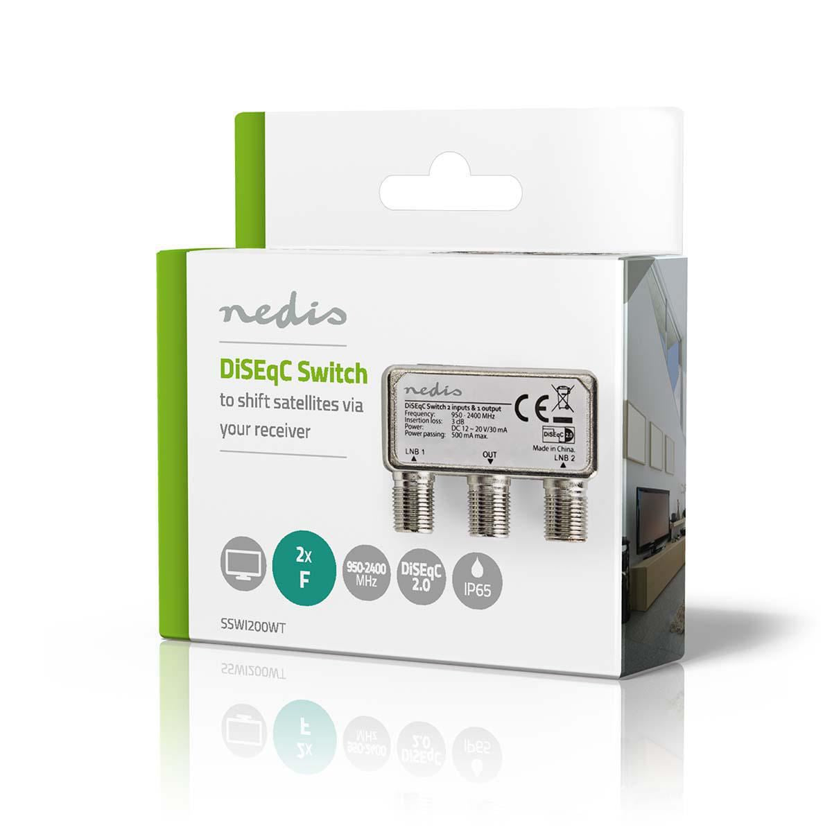 Nedis DiSEqC Switch 2 to 1 F-Connector 950 to 2400 MHz SSWI200WT