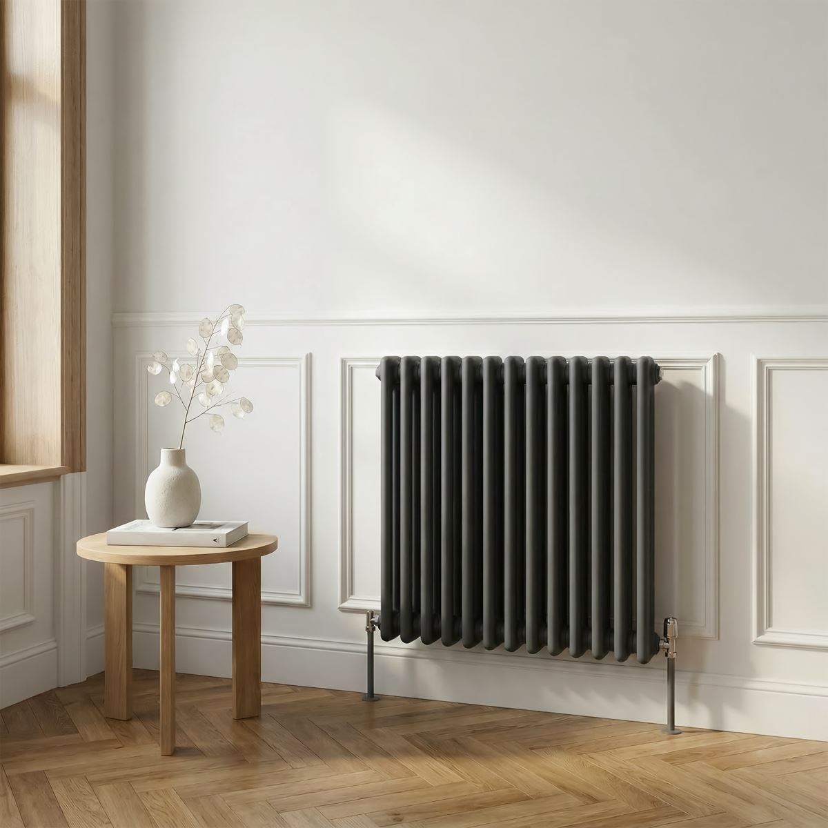 Baridi Horizontal Traditional 2 Column Radiator 600 x 607mm � Anthracite DH357