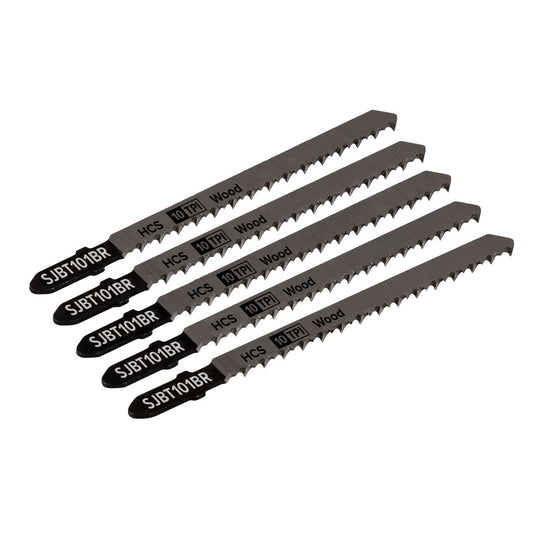 Sealey Jigsaw Blade Hard Wood Downward Cut 100mm 10tpi - Pack of 5 SJBT101BR