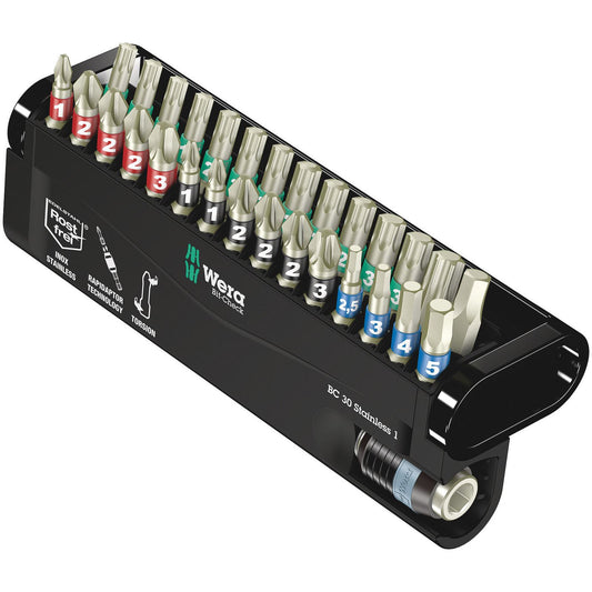 Wera Bcstainless/30 Bitcheck Hex/PH/PZ/TX Stainless Torsion 30Pc 071109