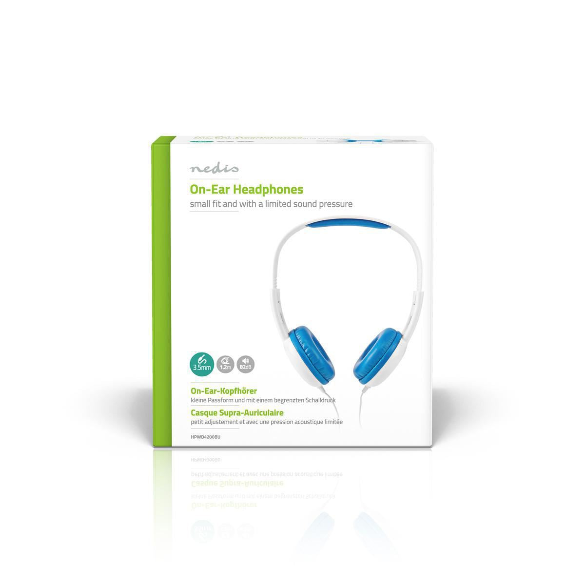 Nedis Wired Headphones 1.2 Round Cable On-ear Blue/White - HPWD4200BU