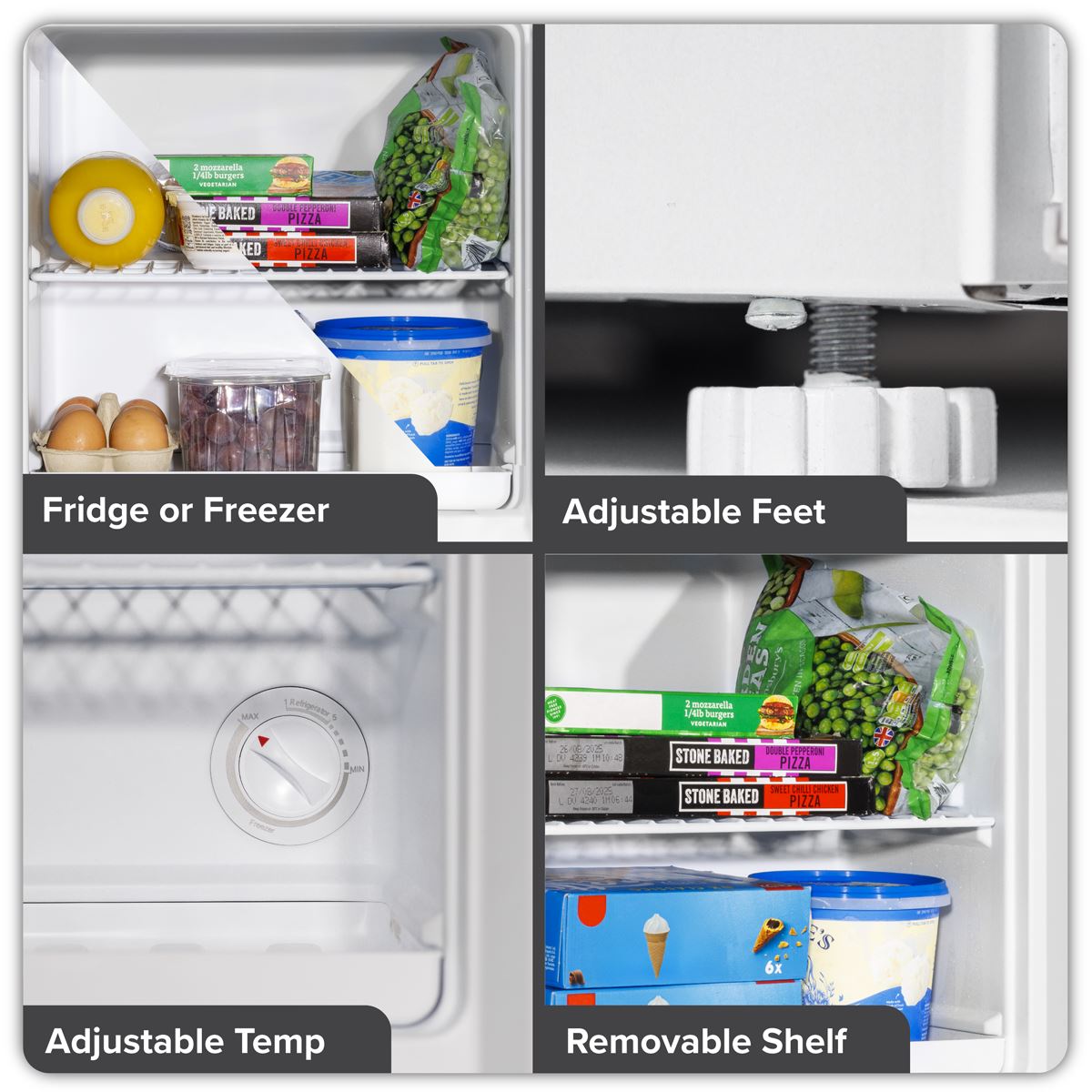 Baridi Mini Tabletop Fridge/Freezer, 31L Capacity - White DH254