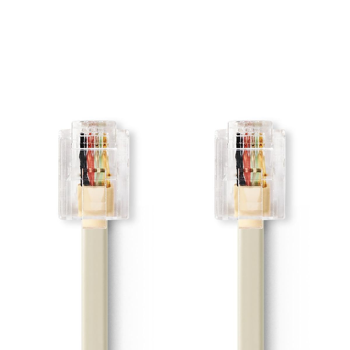 Nedis Telecom Cable RJ11 Male to RJ11 Male 2m Ivory TCGP90200IV20