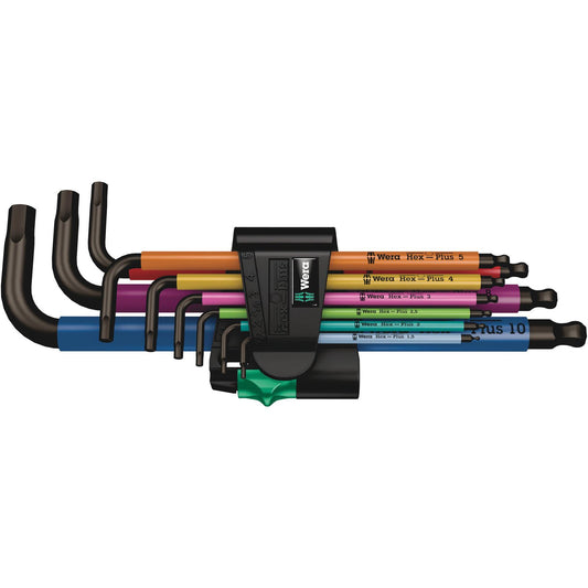 Wera 950Spkl/9Sm N Hex Key Set 1.5-10 Long B/End Multicolour 9Pc 073593
