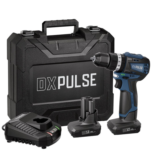 DXPULSE 12V Brushless Combi Drill Kit, 2 x 4.0Ah Batteries, 1 x Fast Charger