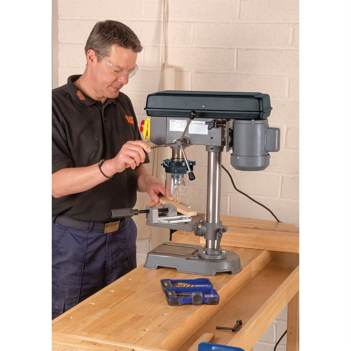 Draper 5 Speed 13mm Chuck Bench Table Top Pillar Drill/Drilling Press,240v - 38255