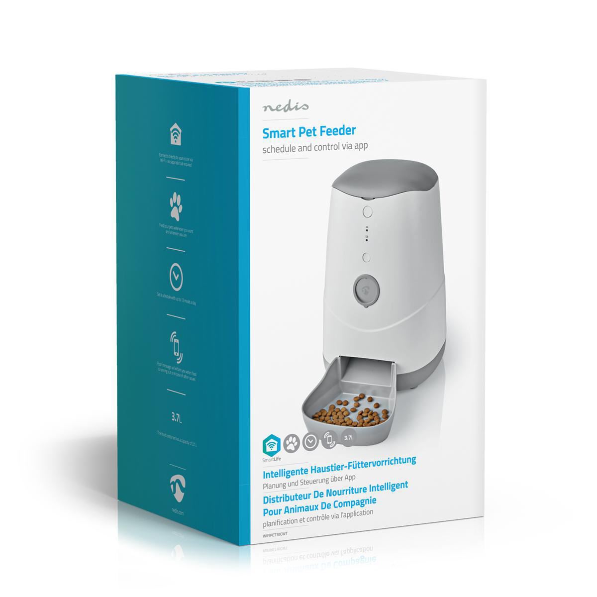Nedis Wifi Smart Pet Food Dispenser 3.7Ltr Dry Food Store - WIFIPET10CWT