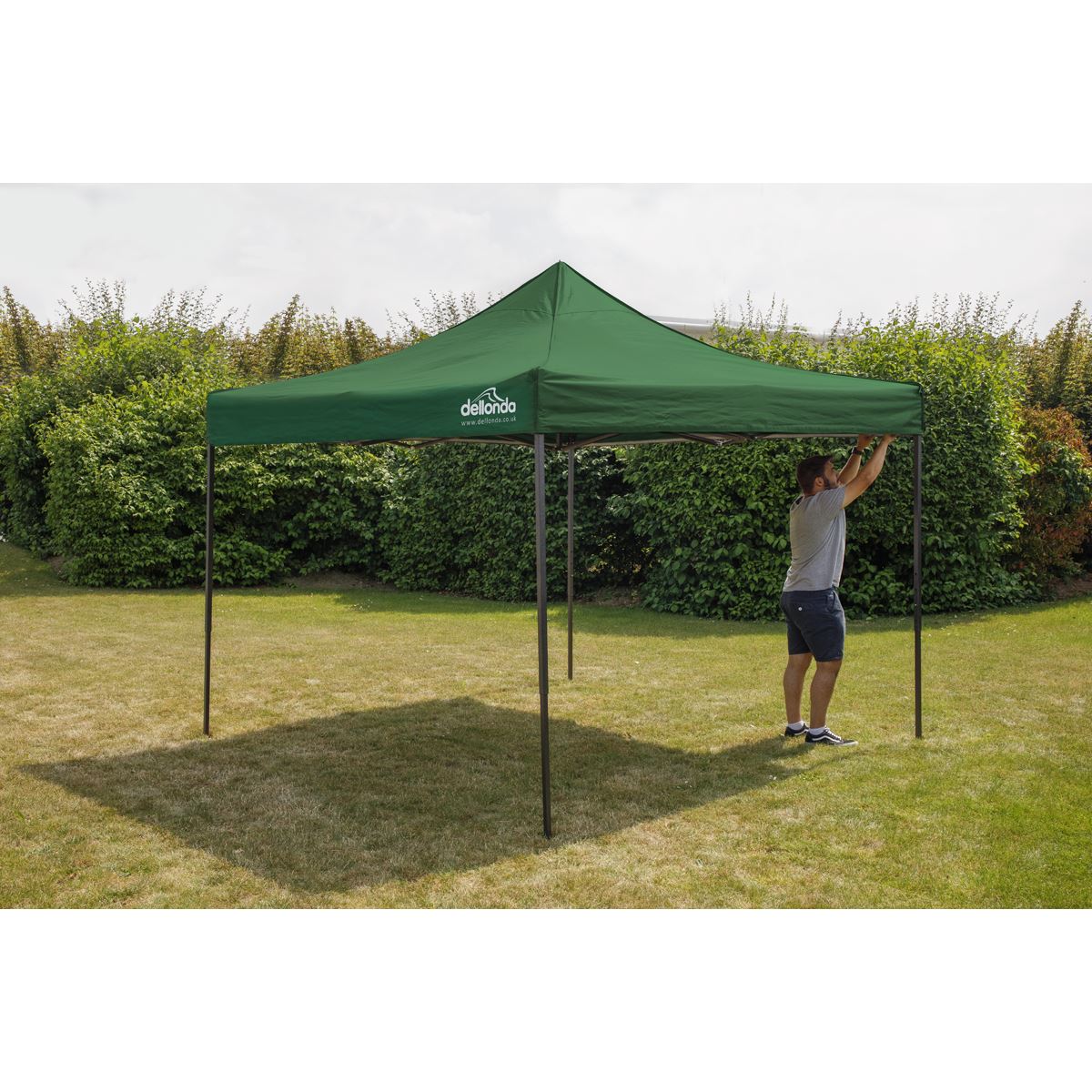 Sealey Dellonda Premium 2x2m Pop-Up Gazebo, Heavy Duty, PVC Coated, Water Resistant Fabric, Supplied with Carry Bag, Rope, Stakes & Weight Bags - Dark Green Canopy DG128