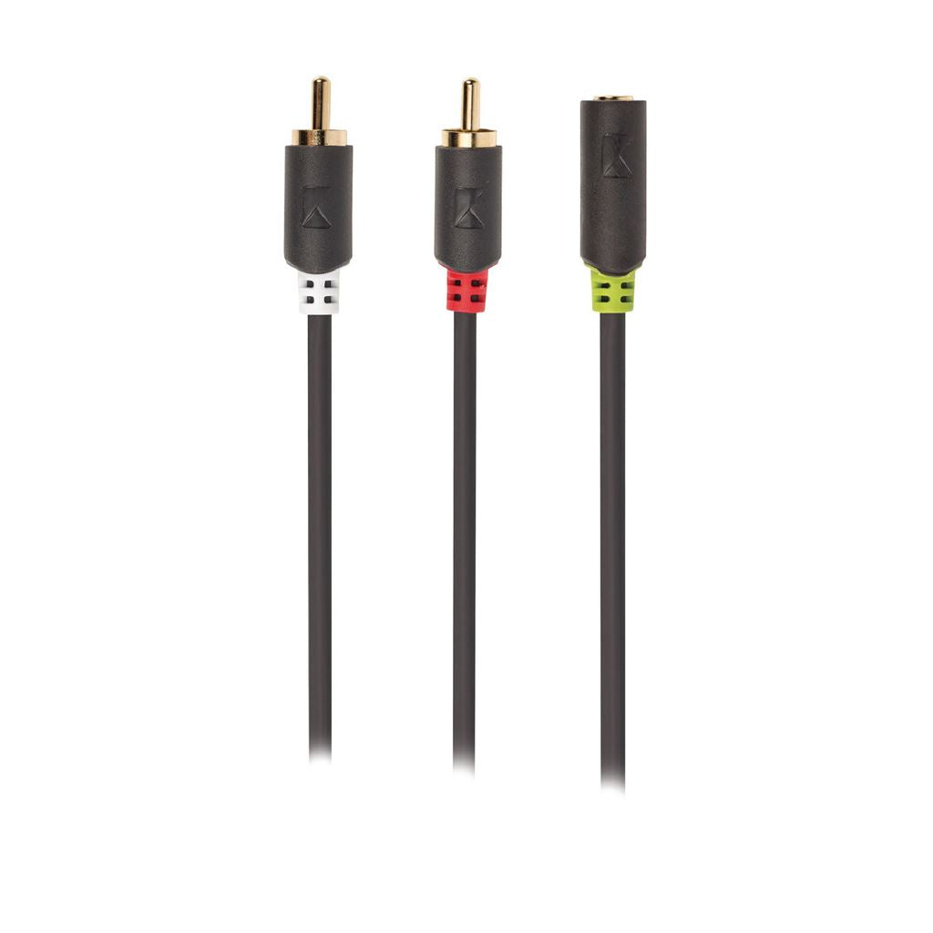 Konig Stereo audio adapter cable 2x RCA male to 3.5mm female 0.20m grey - CABW22255AT02